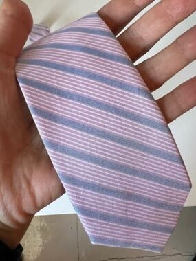 Vintage Classic Pink and Blue Striped Men's Tie